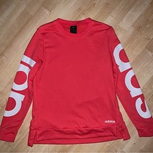Pink adidas crew neck sweatshirt.